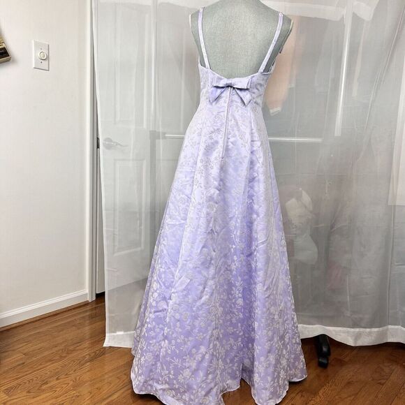 Vintage Roberta for Dillards purple prom dress sz SM velvet floral pattern bow - Picture 13 of 14